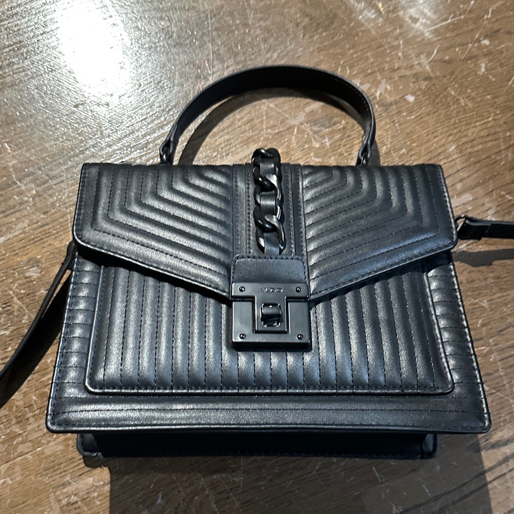Aldo Black Quilted Leather Satchel
